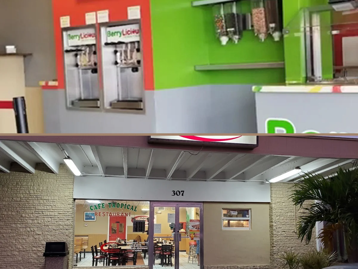 Counter service area with Cuban café dishes.